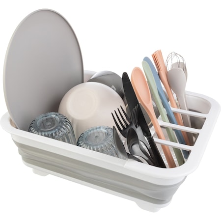 Wakeman Collapsible Dish Rack with Utensil Holder & Tray - BPA-Free Camping Drainer by Wakeman Gray 75-CMP1138